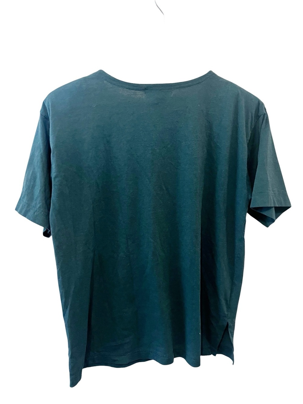 Pictures Vintage 90s Green Embroidered Floral Neck T-Shirt with Shoulder Pads - Picture 2 of 3